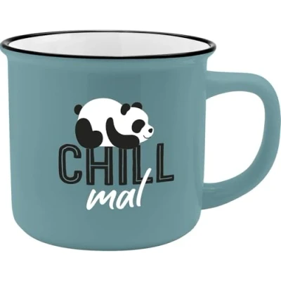 Abbildung von GRUSS &amp; CO Becher Motiv &quot;Chill mal&quot; New Bone China Porzellan, Emaille Optik, 35 cl Geschenk lustig 47516