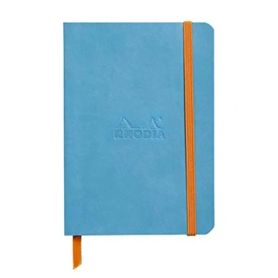 Abbildung von Rhodia 117357C Rhodiarama Notizheft (mit weichem Umschlag, dot grid, 72 Blatt, 90 g elfenbeinfarbenes Papier, DIN A6, 10,5 x 14,8 cm, Lesezeichen, Innentasche) 1 Stück türkisblau