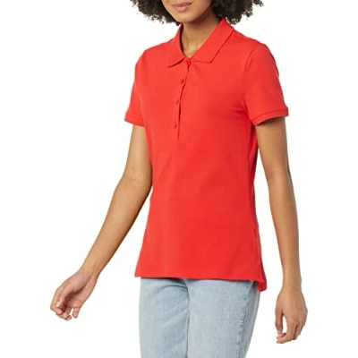 Abbildung von Amazon Essentials Damen Kurzärmeliges Poloshirt (Erhältlich In Übergröße), Kräftiges Mohnrot, XL