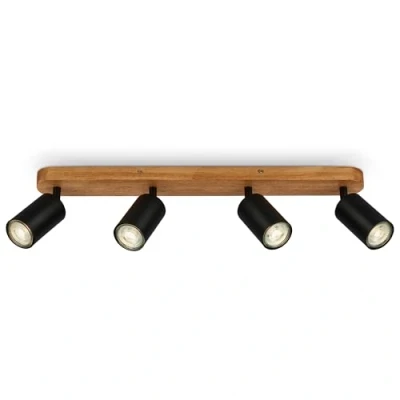 Abbildung von B.K.Licht Deckenlampe schwenkbar, GU10 Fassung, max. 9 W, Deckenleuchte, Lampe, Wohnzimmerlampe, Schlafzimmerlampe, Küchenlampe, Deckenstrahler, Deckenbeleuchtung, 55 cm, Schwarz Holz