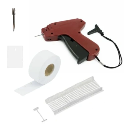 Abbildung von Pokornys Etikettierpistole A&amp;J 90S Standard im Set mit 1 Ersatznadeln &amp; 1.000 Heftfäden 25mm Kartonetiketten 30x45mm I Etikettiergerät zur Befestigung von Etiketten an Textilien