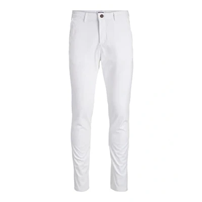 Abbildung von Herren Jack &amp; Jones Chino Hose Stretch Pants Konischer Schnitt Slim Fit Look JPSTMARCO JJBOWIE, Farben:Weiß, Größe Hosen:28W / 30L, Z Länge:L30
