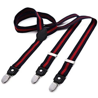 Abbildung von DonDon Hosenträger für Herren schmal 2,5 cm mit 3 extra starken Clips in Y Form elastisch und längenverstellbar, Schwarz