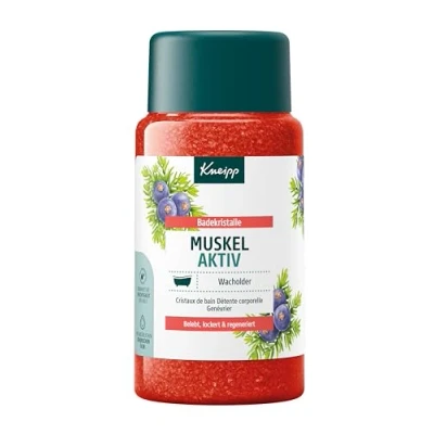Abbildung von Kneipp Badekristalle Muskel Aktiv mit wertvollem ätherischen Wacholder , Wintergrün &amp; Rosmarinöl wärmend wohltuend zur Muskulatur 600g, 1