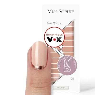 Abbildung von Miss Sophie Nagelfolie Honeymoon Metallic, Nudetöne, Nail Wraps 24 ultra dünne selbstklebende langanhaltende Nagelfolien