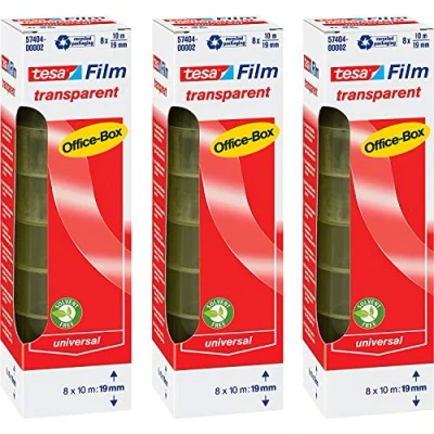Abbildung von tesa film transparent, Office Box mit 8 Rollen (10m:19mm 3 Boxen)