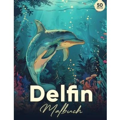 Abbildung von Delfin Malbuch: 50 Wunderbare Delfinmotive zur Stressbewältigung und Entspannung Tier Malbuch für Erwachsene, Kinder Jugendliche