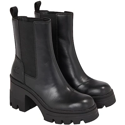 Abbildung von Calvin Klein Jeans Chunky Heeled LTH High Heel Stiefelette, Damen, Größe: 40, Triple black Schuhe