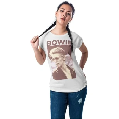Abbildung von Mister Tee David Bowie Tshirt print, Damen, Größe: Medium, White