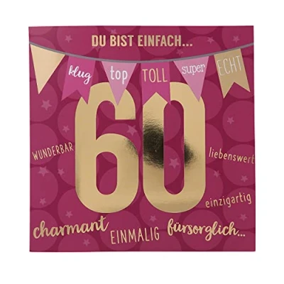 Abbildung von Depesche 11515 046 Zahlenkarte zum 60. Geburtstag mit Musik, veredelte Klappkarte originellem Innentext, inkl. Umschlag, Format 15,5 x cm