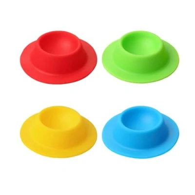 Abbildung von Schramm® Eierbecher aus Silikon farbig sortiert 4, 6 oder 12 Stück wählbar 8,5 x 2,5 cm Eierhalter mit Ablage Eierständer BPA frei, Größe:4