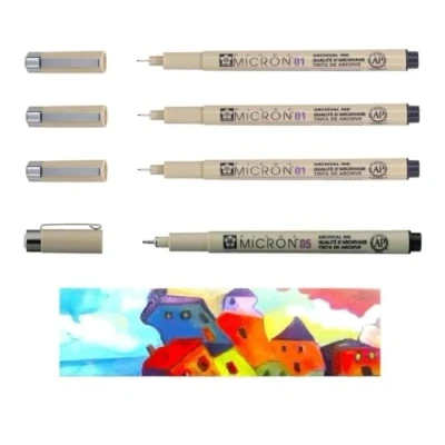 Abbildung von Sakura Pigma Micron 01 Schwarz, 3 Stück + 1