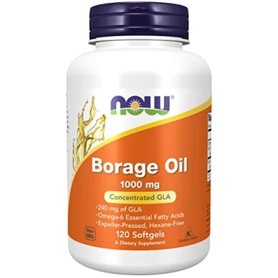 Abbildung von Now Foods, Borage Oil (Borretschöl), 1000mg, 120 Weichkapseln, Laborgeprüft, Sojafrei, Glutenfrei, ohne Gentechnik