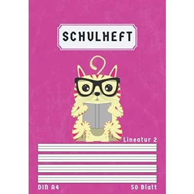 Abbildung von Schulheft A4 Lineatur 2: Liniert 50 Blatt 2 Klasse Schreibheft Din mit Kontrastlineatur Homeschooling und Schulanfang Rosa
