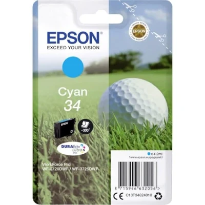 Abbildung von Epson Original 34 Tinte Golfball (WF 3720DWF, WF 3725DWF), cyan