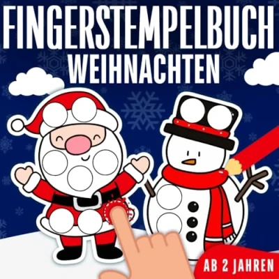 Abbildung von Fingerstempelbuch ab 2 Jahren: 50 festliche Weihnachtsmotive zum Fingerstempeln, Basteln und Malen mit Kindern spannenden Fakten rund um ... Fingerstempel Buch für Jungen Mädchen.
