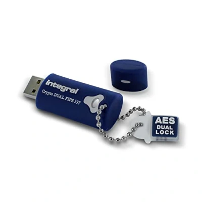 Abbildung von Integral 64GB Crypto 197 256 Bit 3.0 USB Stick verschlüsselt Passwort geschützt FIPS zertifiziert, Schutz vor Brute Force Angriffen robustes, doppellagiges, wasserdichtes Design