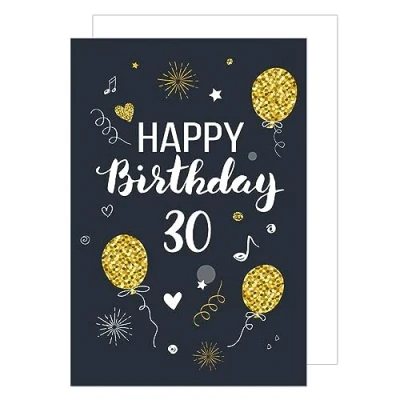 Abbildung von Edition Seidel Premium XXL Maxi Glückwunschkarte zum 30. Geburtstag mit Umschlag Format DIN A4. Geburtstagskarte Grußkarte Karte Billet Happy Birthday Mann Frau goldene Luftballons (A4 GZ346 30)