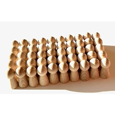 Abbildung von DIY Holzfiguren zum Bemalen + Basteln, Spielfiguren aus Holz unlackiert, Figurenkegel/Holzkegel für Deko, Hochzeit, Brettspiele etc. Made in Germany. (50 Halmakegel 19/40 mm)