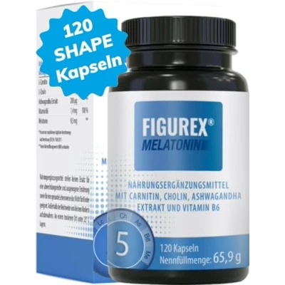 Abbildung von FIGUREX Shape Kapseln, Stoffwechsel Kur mit Vitamin B6, Melatonin hochdosiert, L Carnitin hochdosiert und Ashwagandha Extrakt, 120 Kapseln