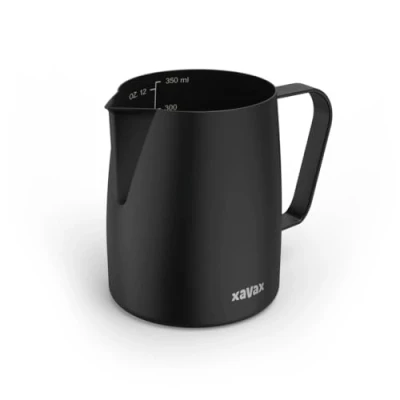 Abbildung von Xavax Milchkännchen, 350ml (Milchkännchen Edelstahl, Milchkännchen zum Milchaufschäumen, Milchkanne, Pitcher, Barista Zubehör, Kaffee Milchschaumkännchen, Milchkännchen) schwarz matt