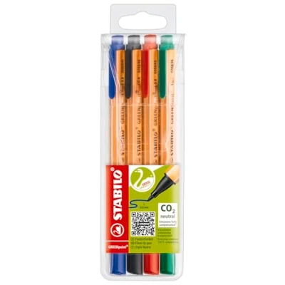 Abbildung von Umweltfreundlicher Filzschreiber STABILO GREENpoint 4er Pack blau, schwarz, rot, grün