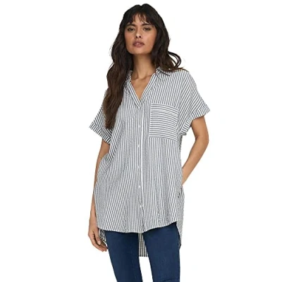 Abbildung von ONLY Damen Onlfenna S/S Loose Shirt Wvn Noos Bluse, Cloud Dancer/Stripes:iron Gate Stripe, M EU