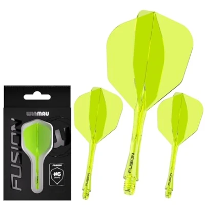 Abbildung von WINMAU Darts Fusion Integrated Flight &amp; Shaft System No.6 Shape Design Gelbe Farbe, Intermediate Länge