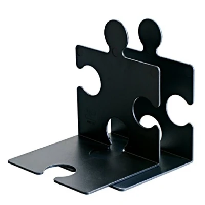 Abbildung von HAN CD Ständer &amp; Buchstütze Puzzle, standfester kombinierbarer Stehsammler in modernem Puzzle Look, für CDs, Bücher DVDs, 9212 13, schwarz