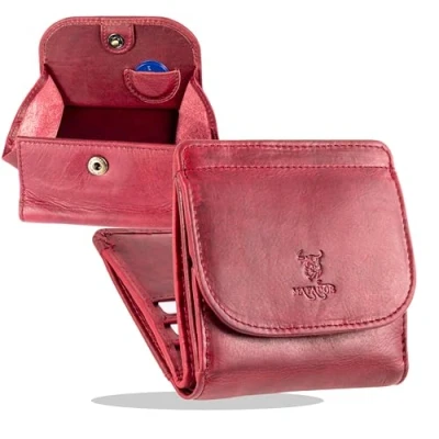Abbildung von MATADOR Geldbörse Echt Leder Damen Klein Portemonnaie TüV geprüfter RFID Schutz Geldbeutel Dünne Portmonee Mini Geldtasche Herren Wiener Schachtel inkl Geschenkverpackung