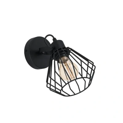 Abbildung von EGLO Wandlampe Tabillano, 1 flammige Deckenlampe Vintage, Industrial, Wandleuchte innen aus Stahl, Wohnzimmerlampe, Flurlampe in Schwarz, Spot mit E27 Fassung