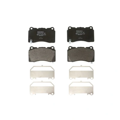Abbildung von BOSCH 0 986 494 880 Bremsbelagsatz Low Metallic inkl. Verschleißwarnkontakt, mit akustischer Verschleißwarnung Anti Quietsch Blech TESLA: Model S