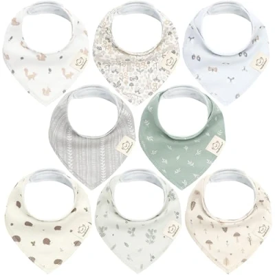 Abbildung von 8 Stück Dreieckstuch Baby Junge, Mädchen Unisex Bandana Lätzchen Baby, Super Absorbierende Halstuch Bio Baumwolle Lätzchen, Halstücher für Säuglinge, Sabberlätzchen (Prairie)