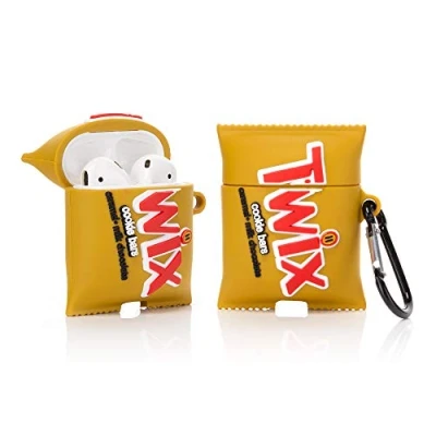 Abbildung von YIGEYI Silikon Hülle Kompatibel mit Airpods 1 &amp; 2 Funny Cute 3D Cartoon Case Cover[Lustige Snacks Series 2] (Twix)