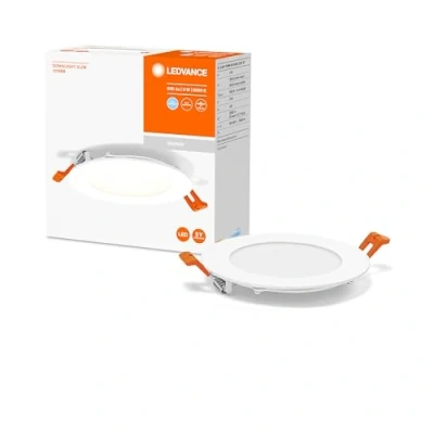 Abbildung von LEDVANCE LED Spot SLIM Ø 12cm, Einbaustrahler für sämtliche Innenbereiche, 8W, Farbtemperatur 3000K, 550 Lumen, 240V, flaches modernes Design, inkl. Klemmvorrichtung, weiß