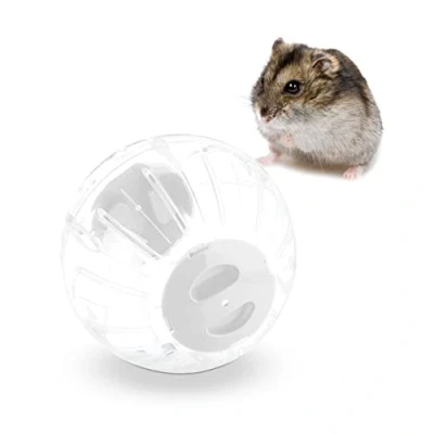 Abbildung von Relaxdays Hamsterball, Ø 18,5 cm, Laufkugel für Hamster &amp; Mäuse, Kunststoff, Nagerspielzeug zum Laufen, transparent/weiß