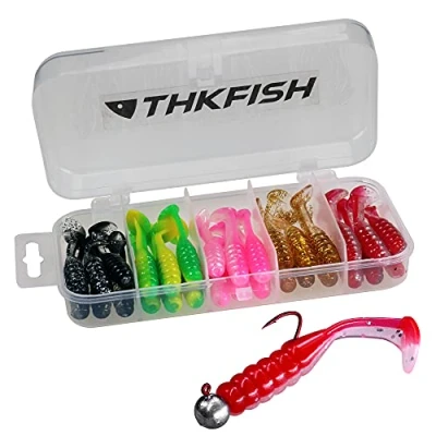 Abbildung von THKFISH 30 Stücke Kunstköder 2 INCH gummifische Zander Hecht barsch köder gummiköder Hechtköder Forellenköder Zanderköder