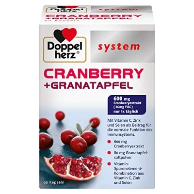 Abbildung von Doppelherz system CRANBERRY + GRANATAPFEL Vitamin C, Zink und Selen als Beitrag für die normale Funktion des Immunsystems 60 Kapseln