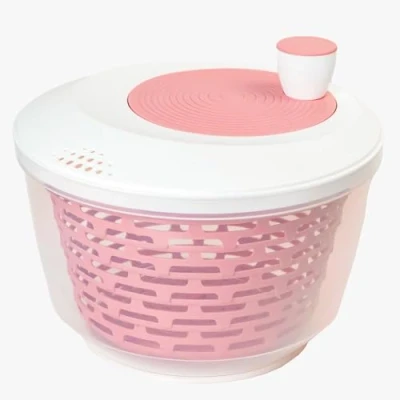 Abbildung von Westmark Salatschleuder, Fassungsvermögen: 4,4 Liter, ø 23,5 cm, Kunststoff, BPA frei, Spinderella, Farbe: Transparent/Weiß/Rosa, 2430226P