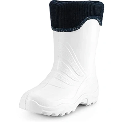 Abbildung von Ladeheid Kinder Mädchen Jungen federleichte Eva Thermo Gummistiefel gefüttert LA 861 (Weiß/Blau, 28/29 EU)
