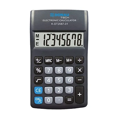 Abbildung von Taschenrechner DONAU TECH/K DT2087 01 8 Stellig Wurzelfunktion/ 180x90x19mm/ Farbe: Schwarz/Rechner mit stelliger Anzeige/Batteriebetrieb/Kompaktes Design