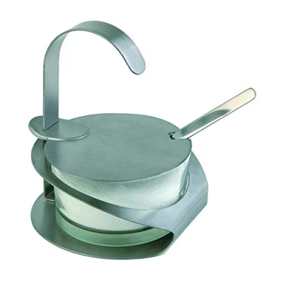 Abbildung von APS 40482 Parmesan Menage PRO, Ø 10,5 cm, H: 13 Glas, 18/8 Edelstahl, mattiert, inklusive Löffel