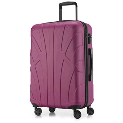 Abbildung von suitline Hartschalen Koffer Trolley Rollkoffer Reisekoffer, TSA, 66 cm, ca. 58 Liter, 100% ABS Matt, Magenta