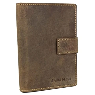 Abbildung von J.Jones Herren Echt Leder Brieftasche Pass und Ausweishülle mit RFID Schutz (Antik Braun)