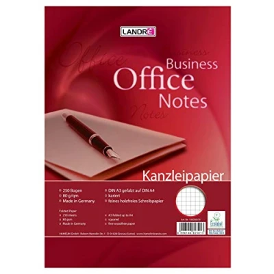 Abbildung von Landré Kanzlei Papier A3 auf A4 gefalzt, kariert, 80 g/m², 250 Bogen