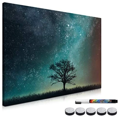 Abbildung von Navaris Magnettafel Magnetpinnwand Memoboard zum Beschriften 60x40 cm Notiztafel div. Designs Tafel abwaschbar mit Halterung Magneten Stift