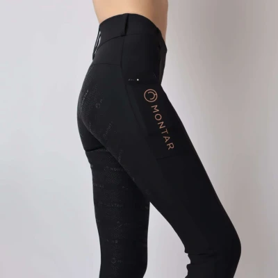 Abbildung von Montar Reitleggings Michelle Rosegold Logo Schwarz 42