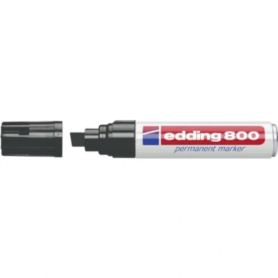 Abbildung von edding 800 Permanentmarker schwarz 1 Stift Keil Spitze 4 12 mm für breite Markierungen wasserfest, schnell trocknend, wischfest Karton, Kunststoff, Holz, Metall, Glas