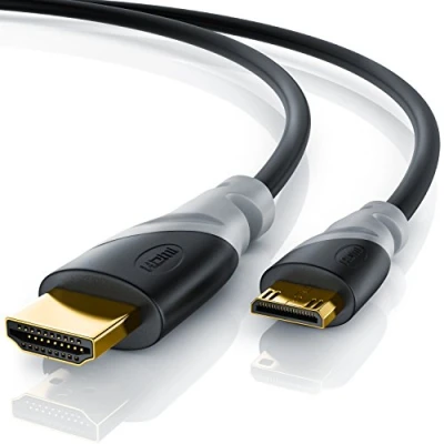 Abbildung von CSL 10m Mini HDMI Kabel 1.4a Ultra HD Full Ready 3D Ethernet 1080p 2160p 4k bei 30 Hz 3 Fach geschirmt