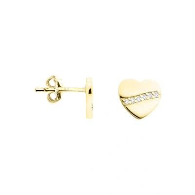 Abbildung von SOFIA MILANI Damen Ohrringe 925 Silber vergoldet/golden &amp; mit Zirkonia Steinen Herzen Ohrstecker E1308